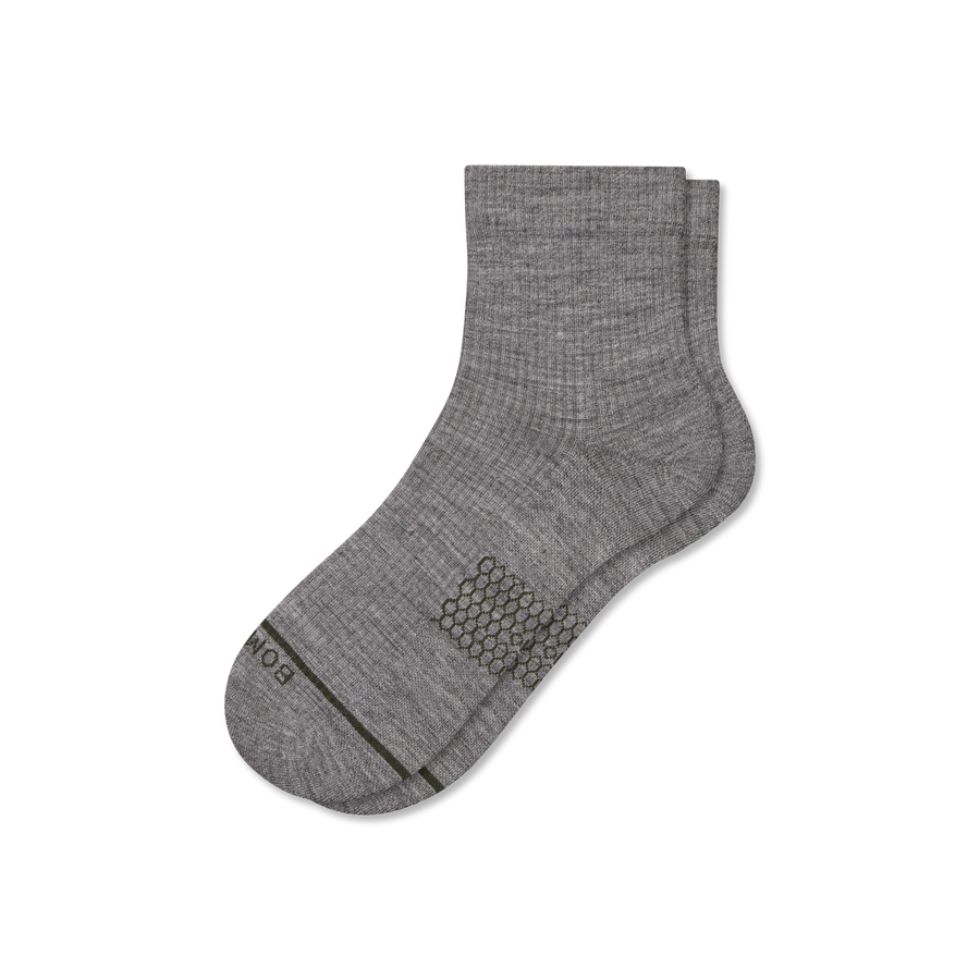 Men's Merino Wool Blend Modern Rib Quarter Socks - Outdoor Shift Support