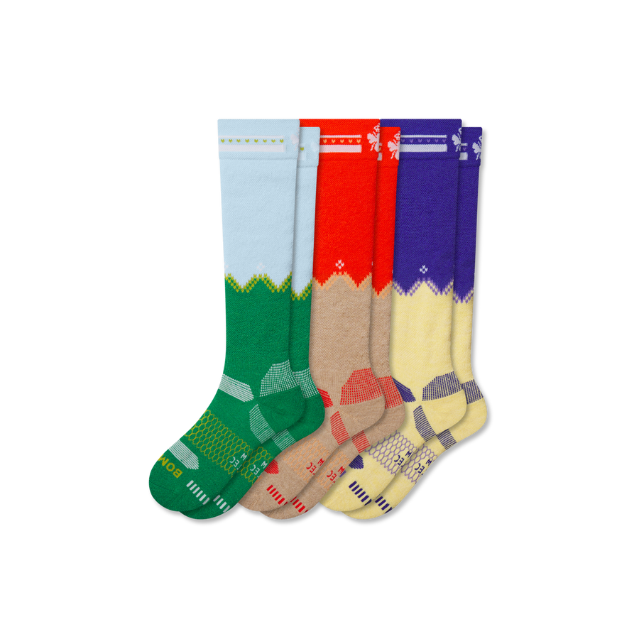 Youth Full-Cushion Merino Wool Blend Ski & Snowboard Sock 3-Pack - Active No Show Fit