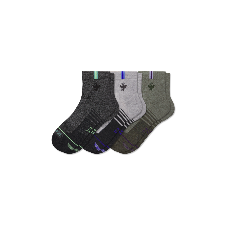 Women's Merino Wool Blend Run Quarter Sock 3-Pack - Light Home Comfort