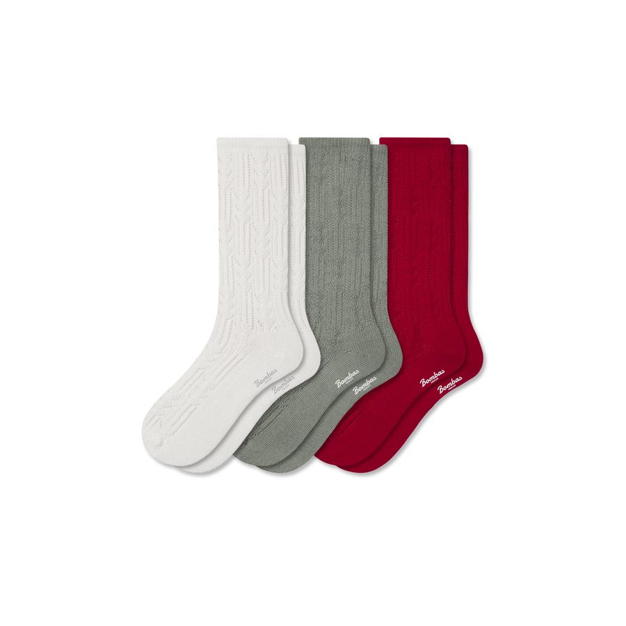 Women’s Pointelle Calf Sock 3-Pack - Classic Studio Step