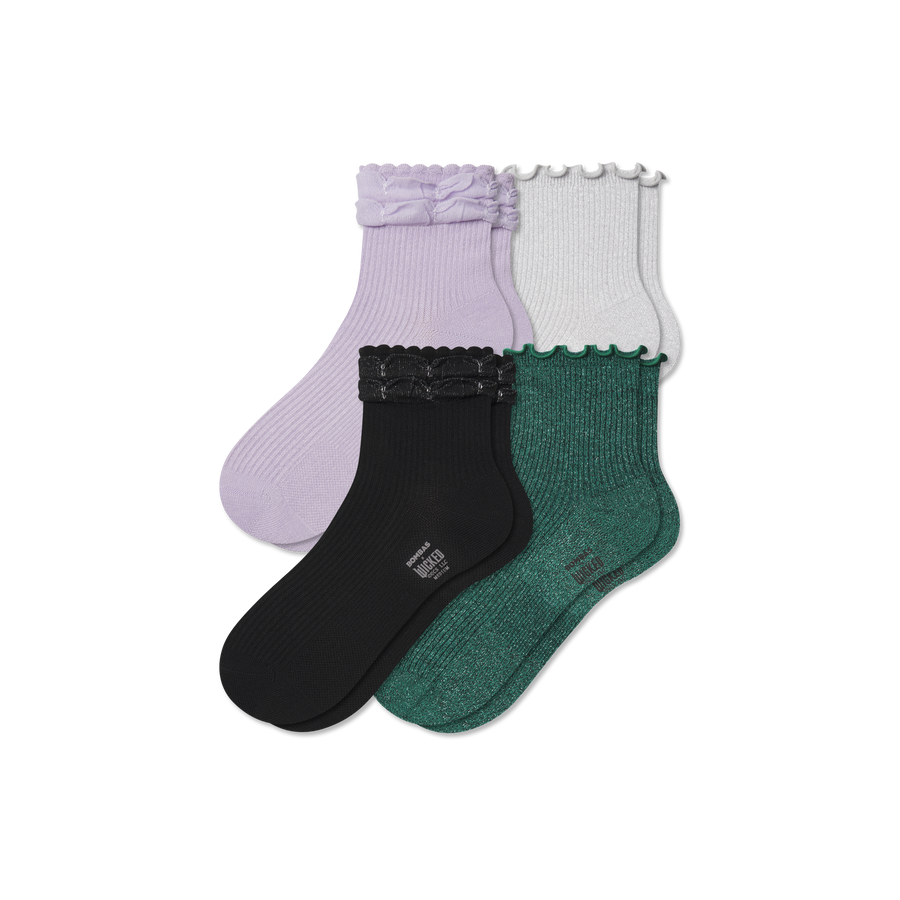 Wicked x Bombas Ruffle Quarter Sock 4-Pack - Steady Low Cut Cushion