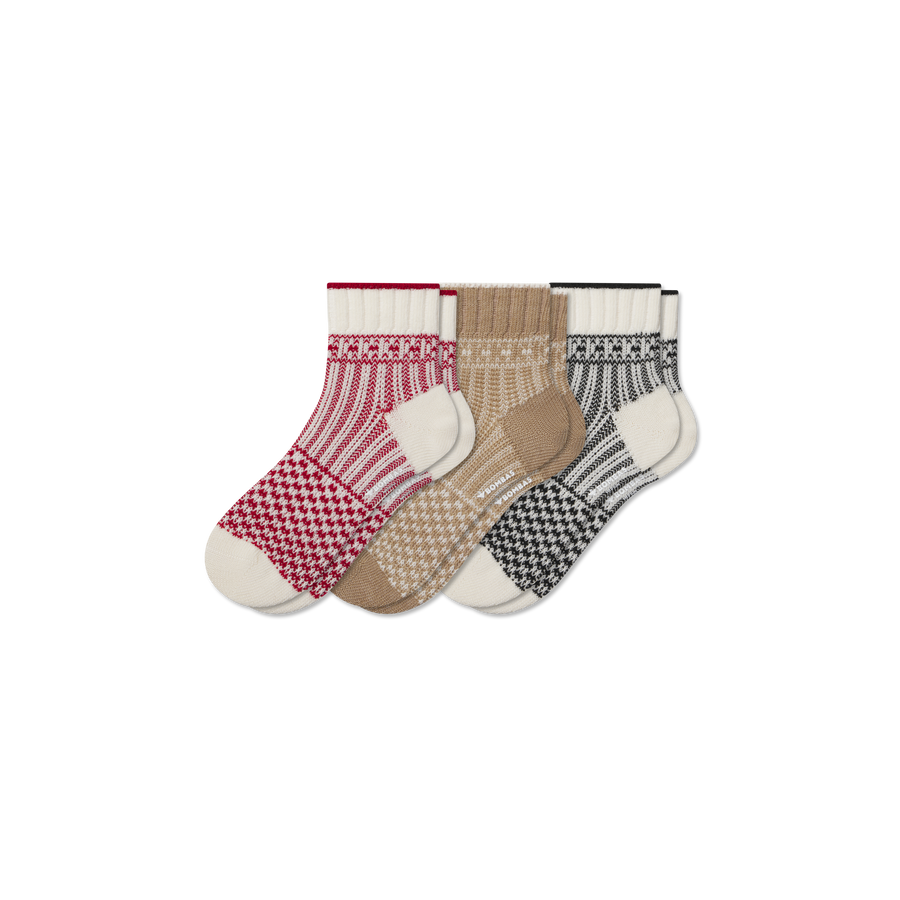 Women's Merino Wool Blend Sweater Quarter Sock 3-Pack - Breathable Recovery Rotation