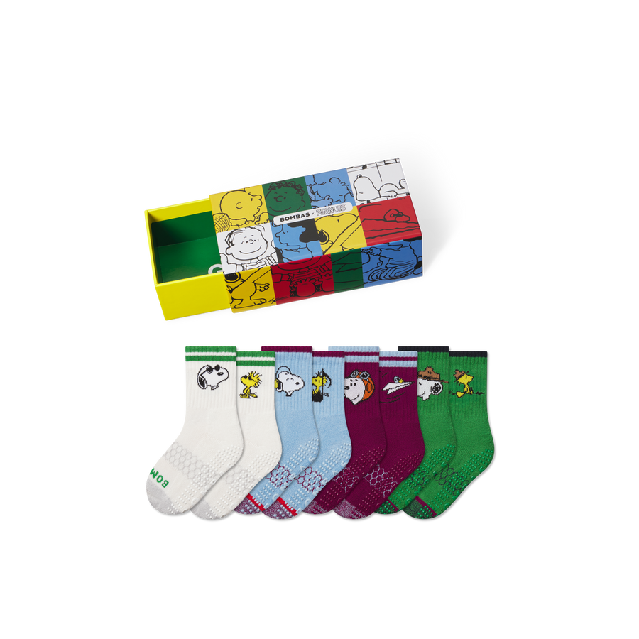 Peanuts x Bombas: Junior Gripper Calf Sock 4-Pack Gift Box - Utility Travel Carry