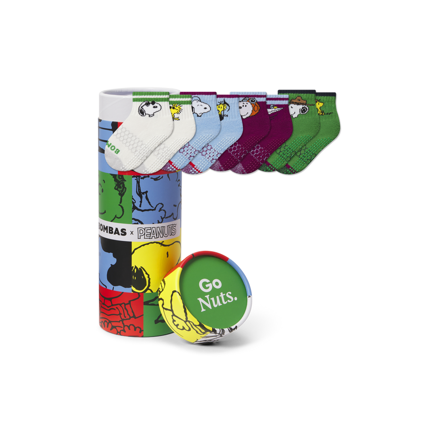 Peanuts x Bombas: Toddler Gripper Calf Sock 4-Pack Gift Box - Family Gift Carry