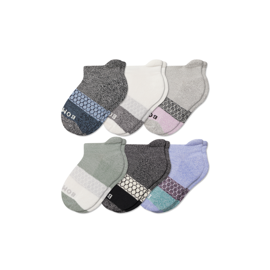 Junior Tri-Block Ankle Sock 6-Pack - Run Court Move