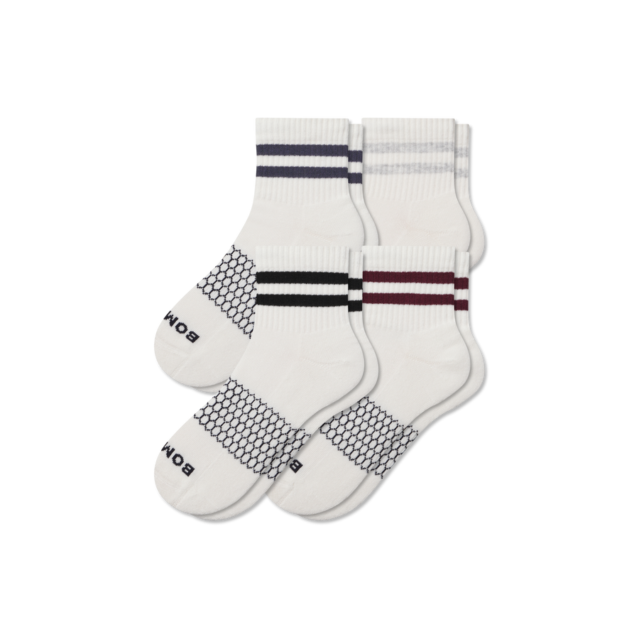 Men's Vintage Stripes Quarter Sock 4-Pack - Comfort Trail Move