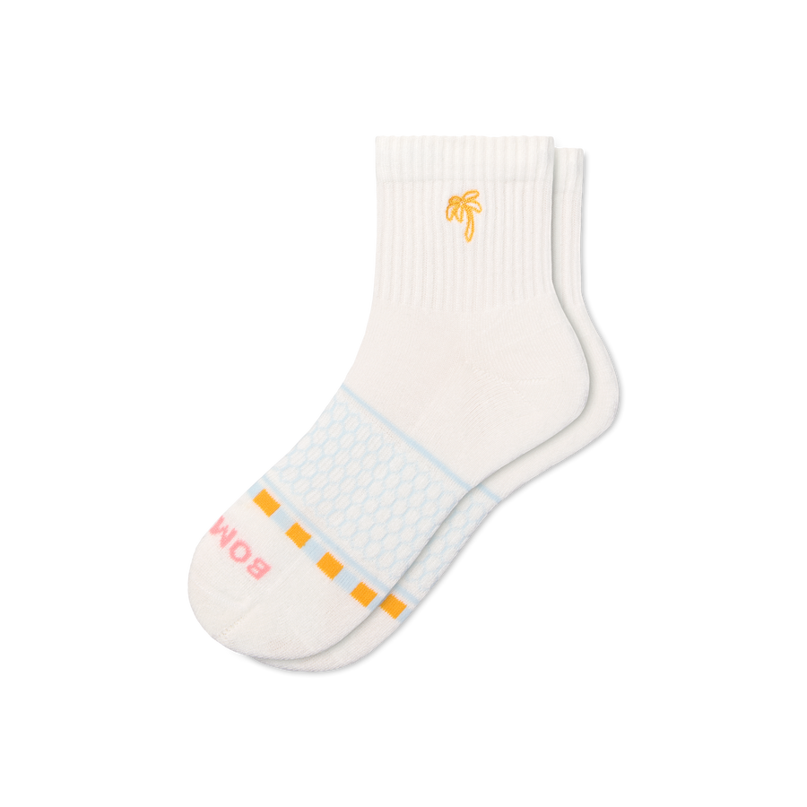 Women's Beach Day Embroidered Quarter Socks - Active School Step