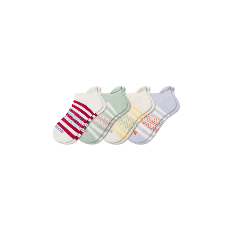 Youth Stripes Ankle Sock 4-Pack - Trail Low Cut Cushion