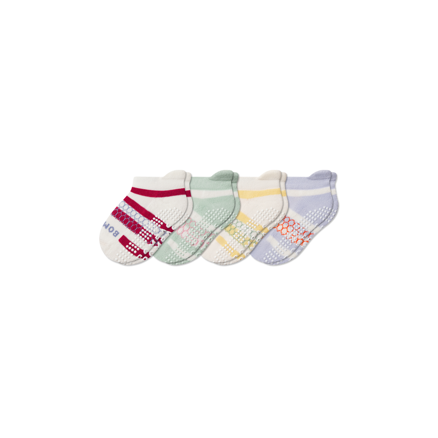 Toddler Stripes Gripper Ankle Sock 4-Pack - Everyday Lounge Wear