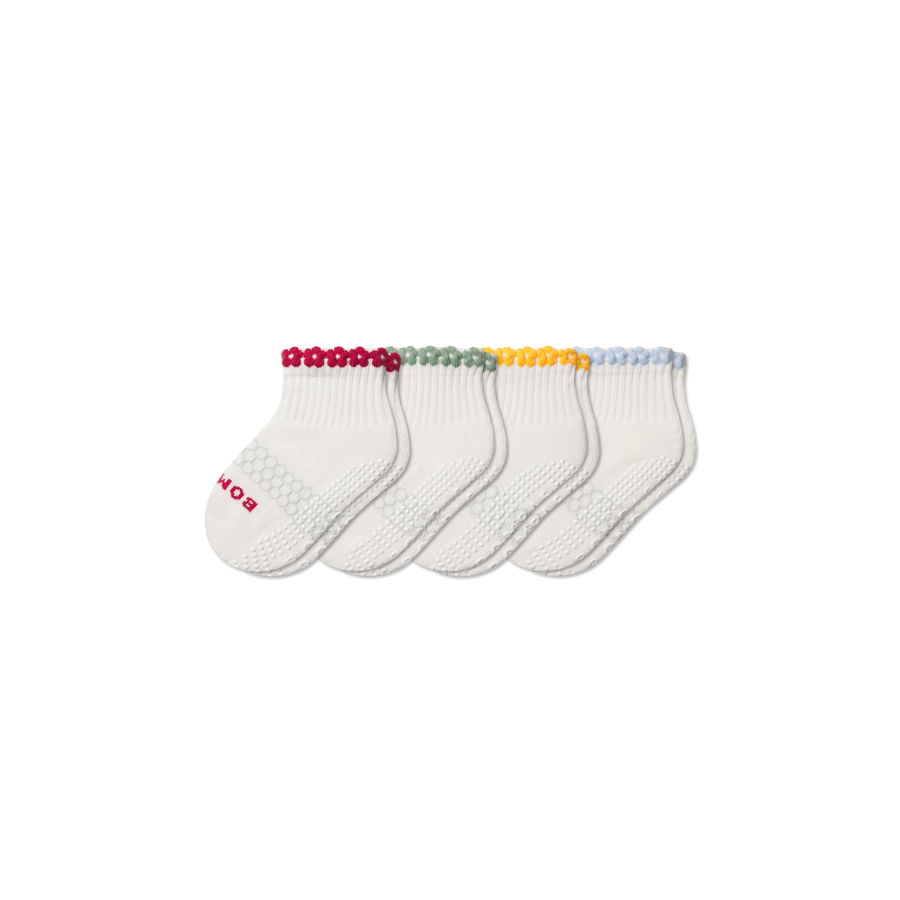 Toddler Daisy Chain Gripper Calf Sock 4-Pack - Cozy Everyday Rotation