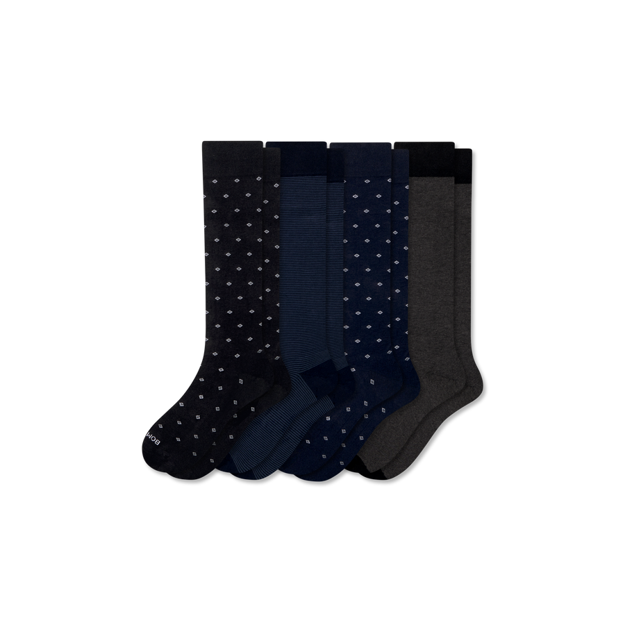 Men's Dress Over the Calf Sock 4-Pack - Breathable No Show Step