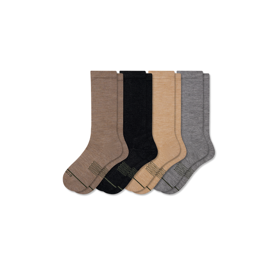 Men's Merino Wool Blend Modern Rib Calf Sock 4-Pack - Active Cushion