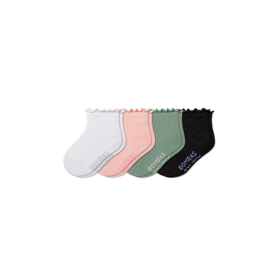Toddler Ruffle Rib Calf Sock 4-Pack - Cushion Travel Comfort