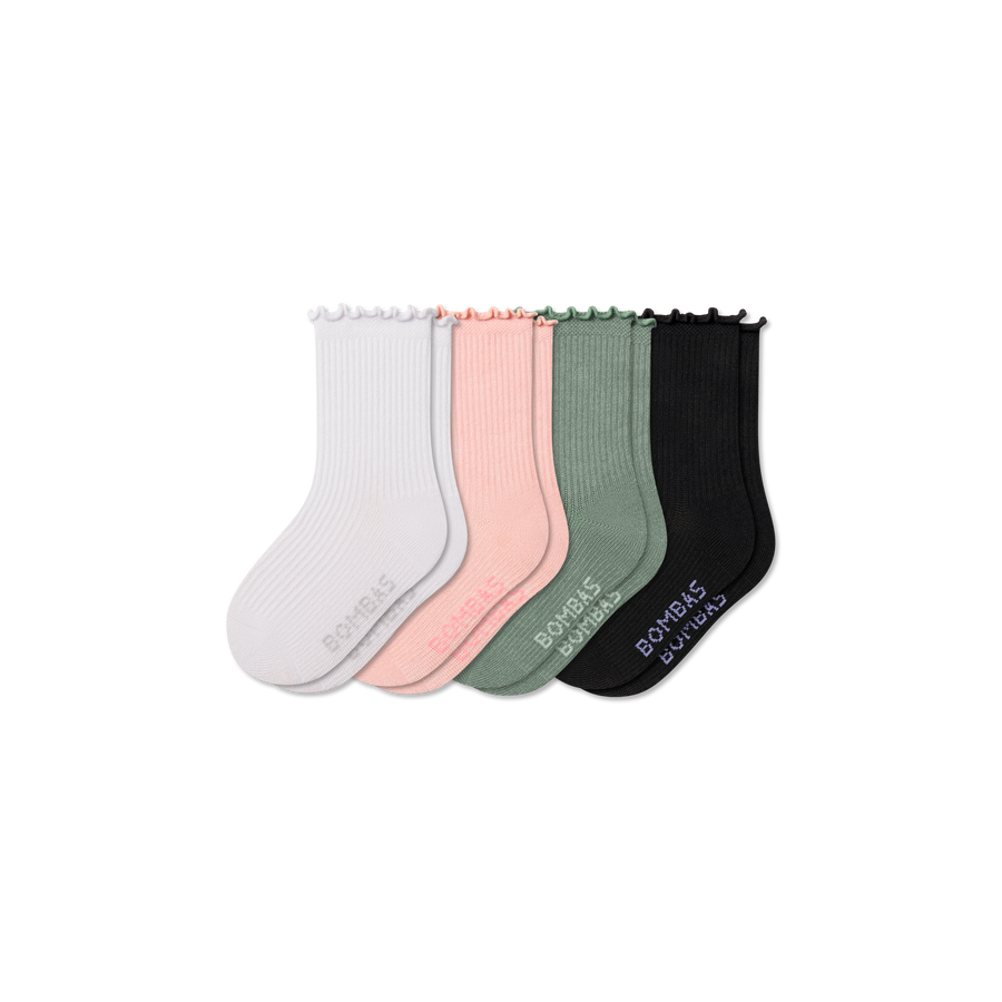 Junior Ruffle Rib Calf Sock 4-Pack - Outdoor Crew Comfort