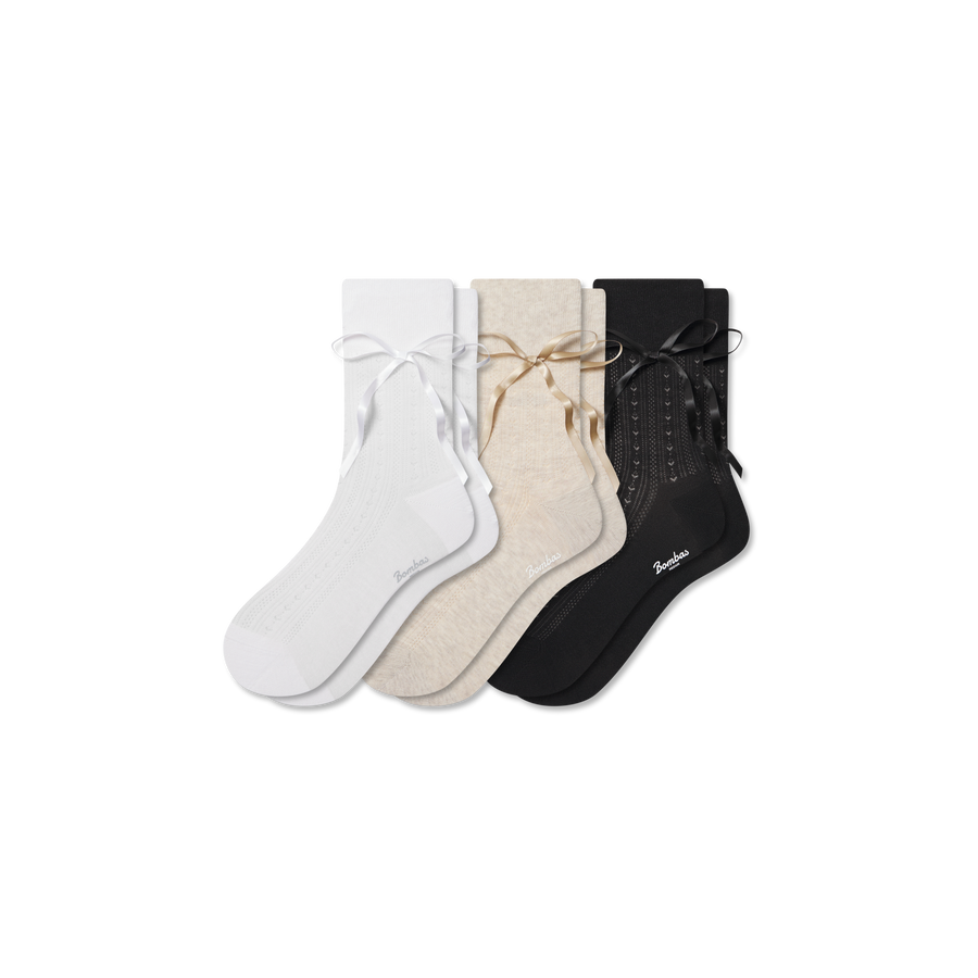 Women’s Pointelle Bow Half Calf Sock 3-Pack - Active Step