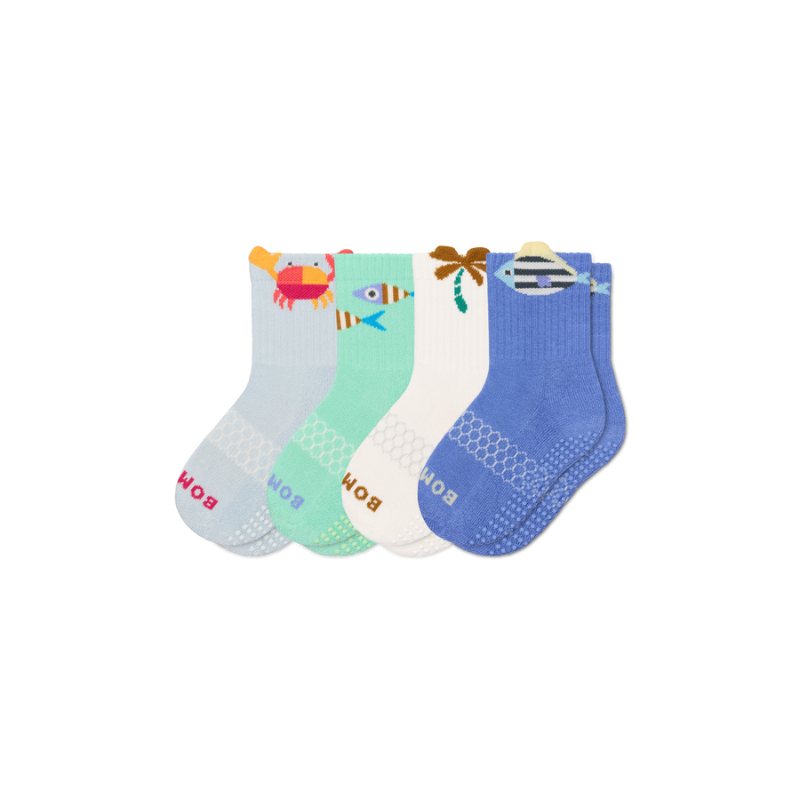 Junior Seaside Gripper Calf Sock 4-Pack - Modern Trail Cushion