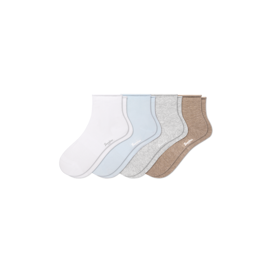 Women’s Roll Top Quarter Sock 4-Pack - Everyday Crew Comfort