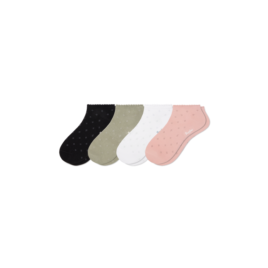 Women’s Scallop Lightweight Ankle Sock 4-Pack - Soft Recovery Step