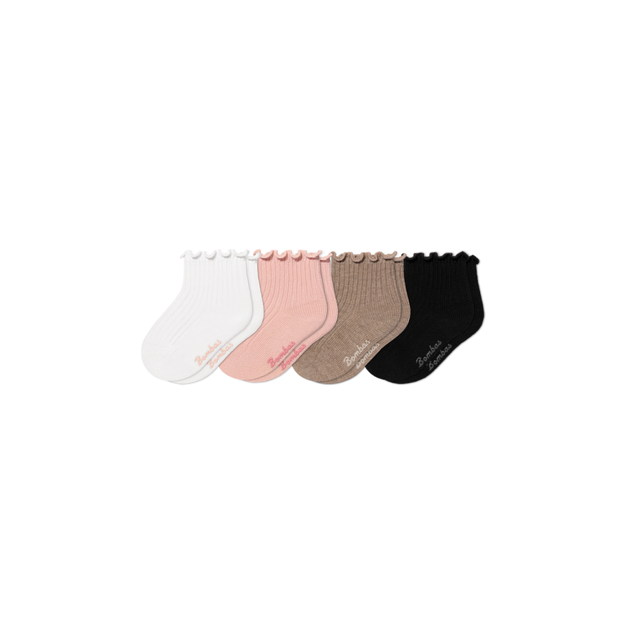 Baby Ruffle Rib Calf Sock 4-Pack (0-6 Months) - Classic Low Cut Pair