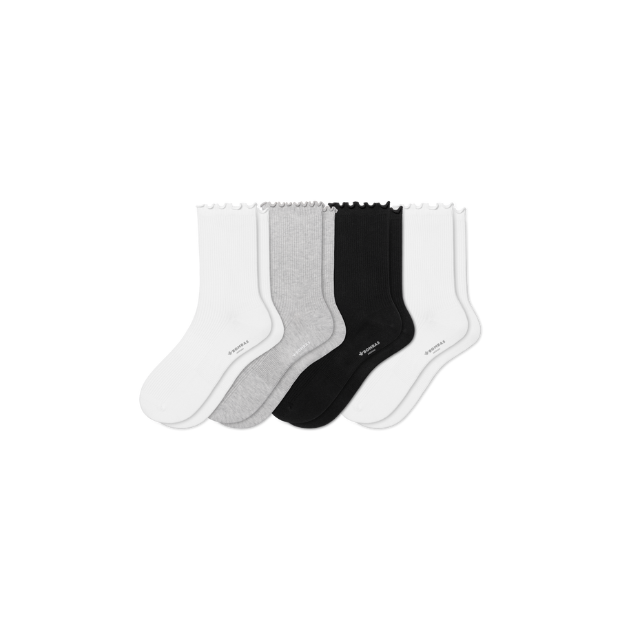 Women's Ruffle Rib Half Calf Sock 4-Pack - Outdoor Low Cut Pair