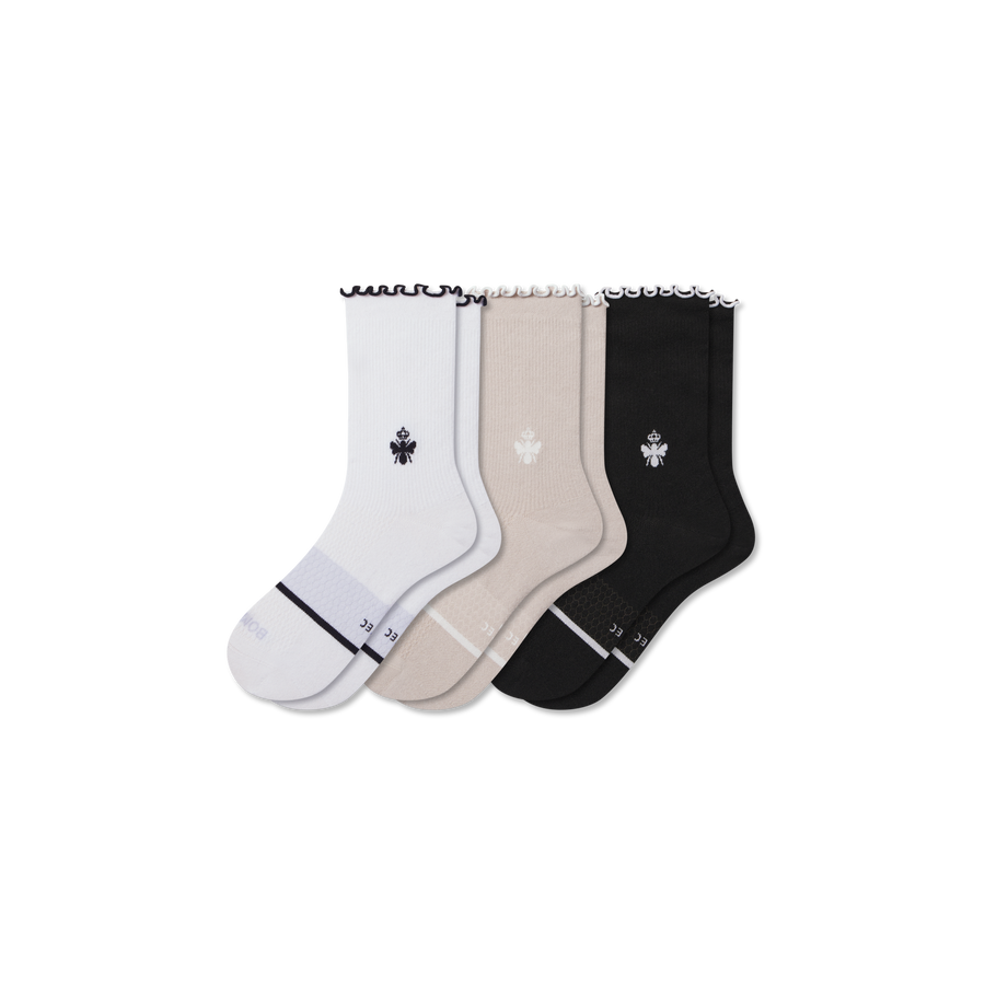Women’s Ruffle Sport Half Calf Sock 3-Pack - Cushion Travel Rotation