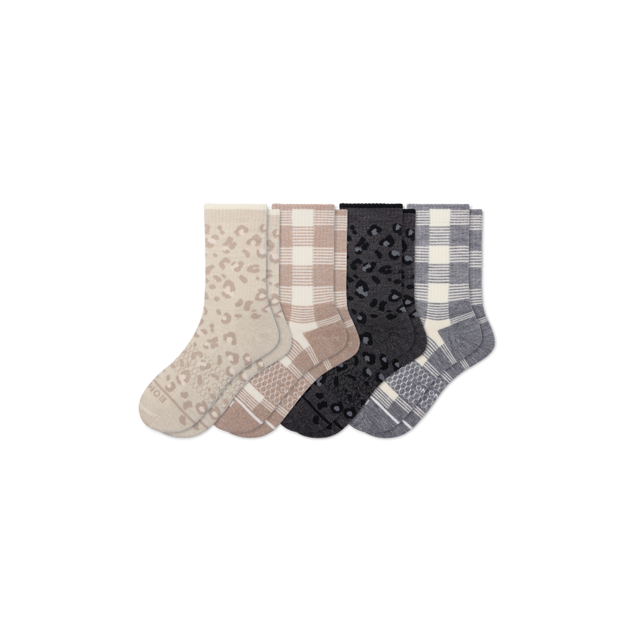 Women's Merino Wool Blend Half Calf Sock 4-Pack - Comfort Everyday Step