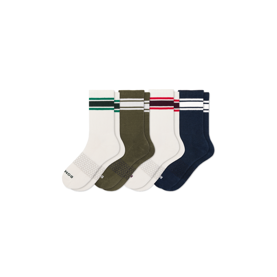 Men's Vintage Stripes Half Calf Sock 4-Pack - Classic No Show Step