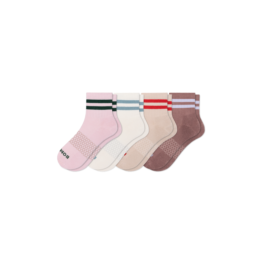 Women's Vintage Stripes Quarter Sock 4-Pack - Smooth Studio Cushion