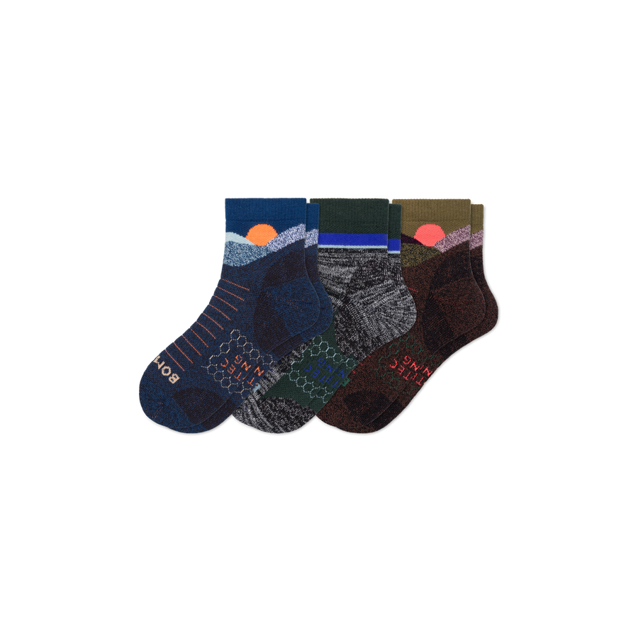 Men's Hiking Quarter Sock 3-Pack - Breathable Low Cut Support