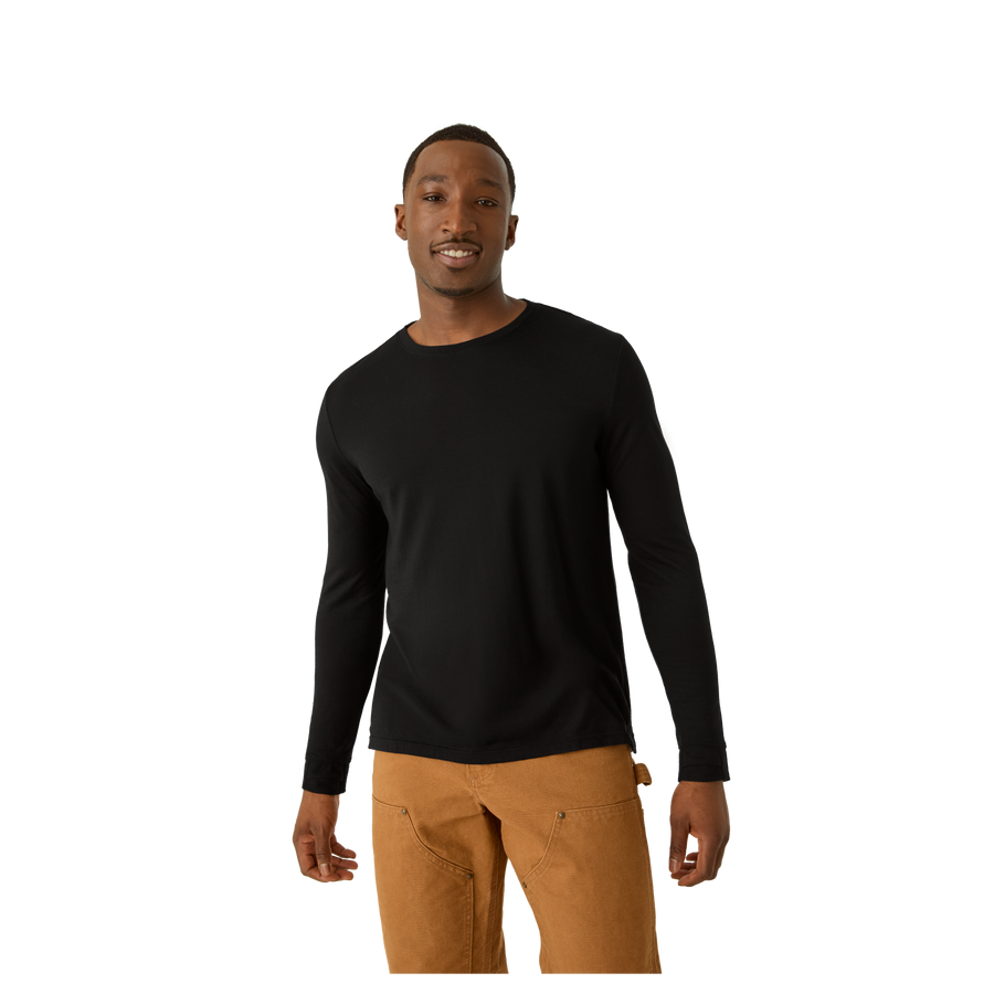 Men's Merino Wool Blend Crew Neck Long Sleeve T-Shirt - Flex Recovery Relief