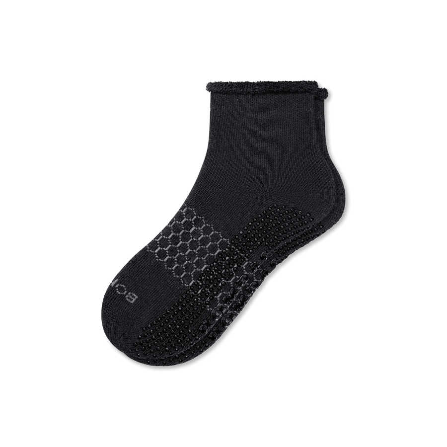 Men's Merino Wool Blend Roll-Top Gripper House Socks - Steady Court Step
