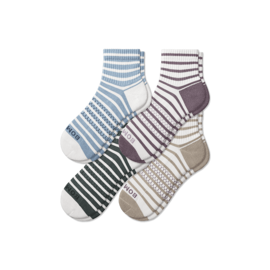 Women's Coastal Stripe Quarter Sock 4-Pack - Light Weekend Cushion