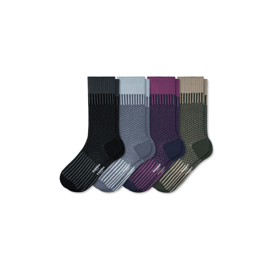 Men’s Jacquard Dress Sock 4-Pack - Smooth Ankle Wear
