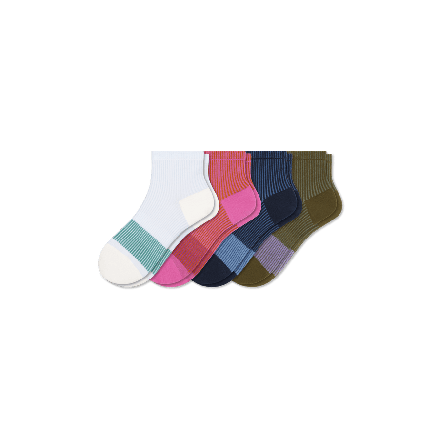 Youth Lightweight Stripe Quarter Sock 4-Pack - Trail School Rotation