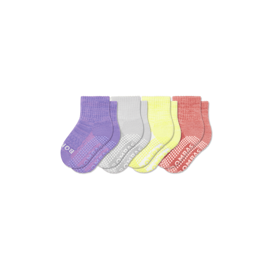 Toddler Two Tone Gripper Calf Sock 4-Pack - Easy Low Cut Move