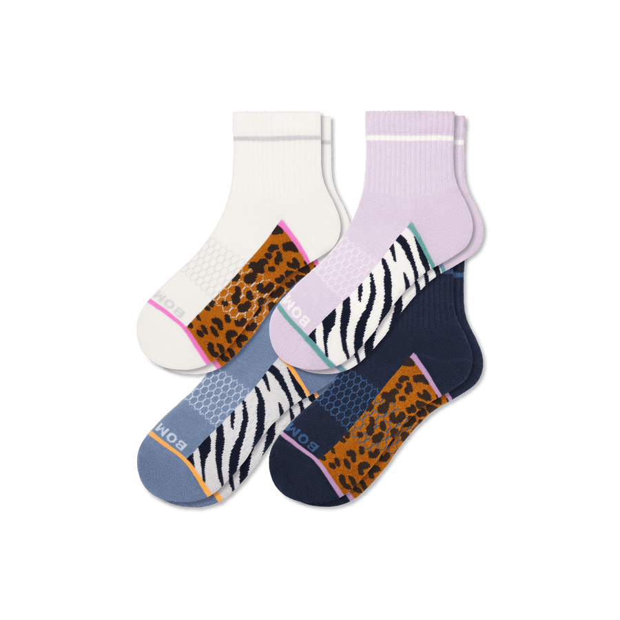 Women's Wild Wear Quarter Sock 4-Pack - Cushion School Comfort