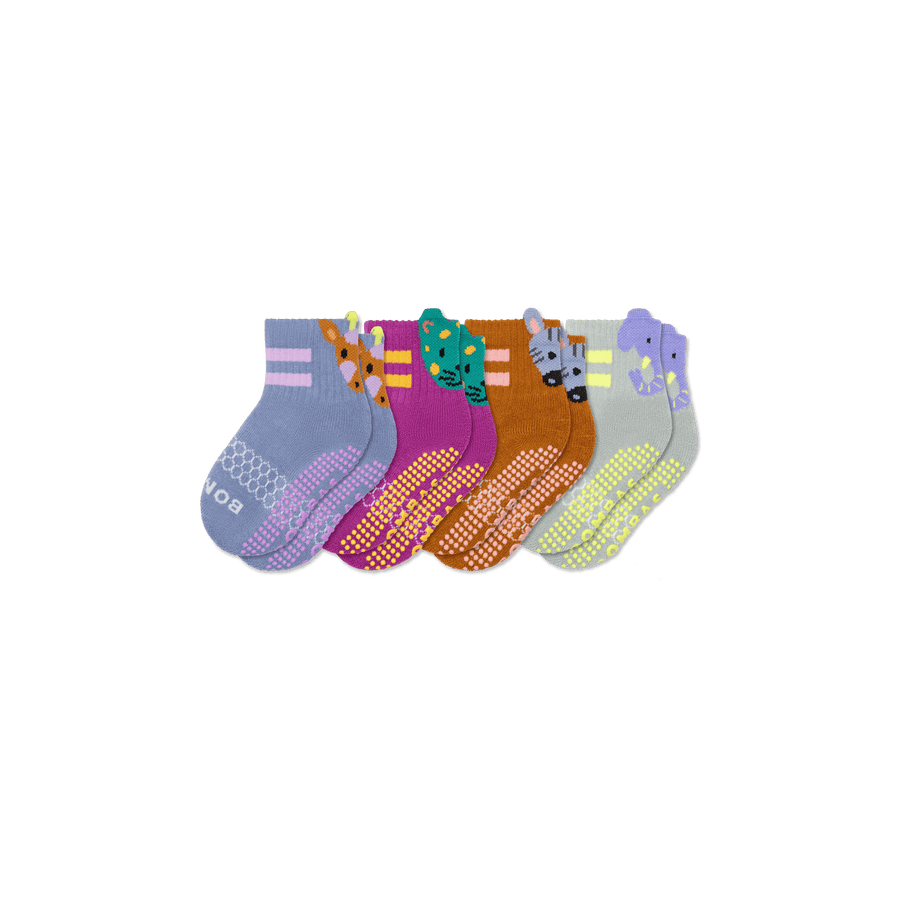 Toddler Safari Stripe Gripper Calf Sock 4-Pack - Steady Pair