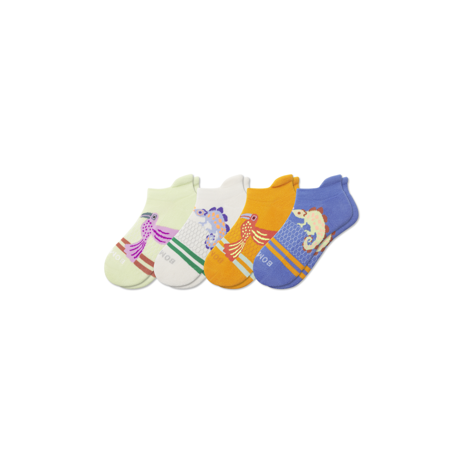 Youth Rainforest Friends Ankle Sock 4-Pack - Steady School Cushion