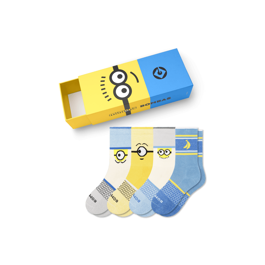 Youth Minions Calf Sock 4-Pack Gift Box - Easy Wrap