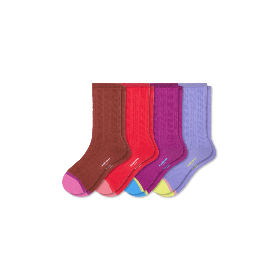 Youth Pointelle Calf Sock 4-Pack - Light Weekend Fit