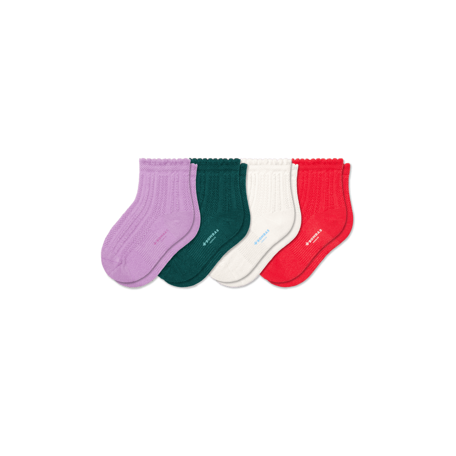 Toddler Pointelle Calf Sock 4-Pack - Classic Crew Support