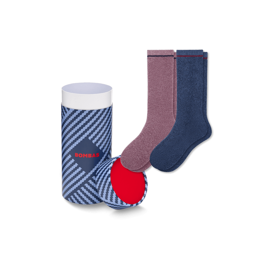 Women's Merino Wool Blend Cozy Sock 2-Pack Gift Box - Carry Stash