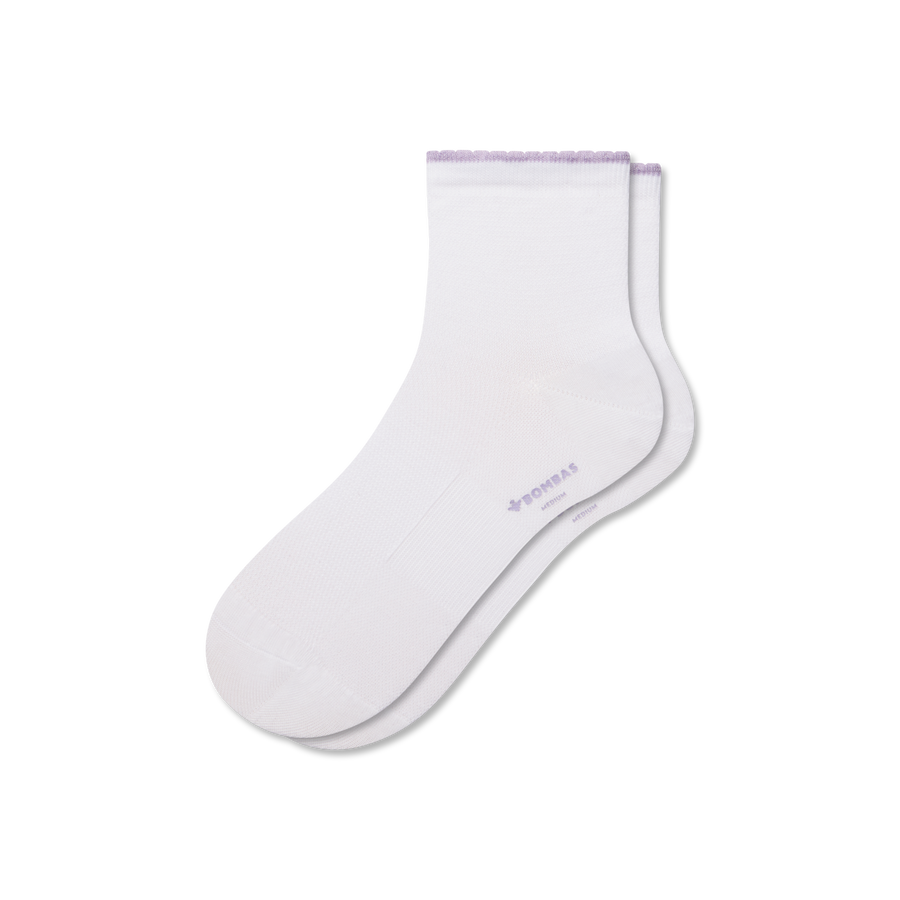 Women’s Scallop Cuff Quarter Socks - Comfort Weekend Pair