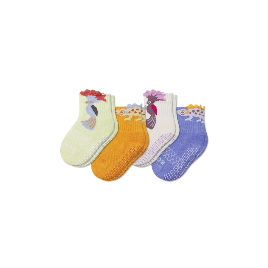 Toddler Rainforest Friends Gripper Calf Sock 4-Pack - Everyday Travel Move