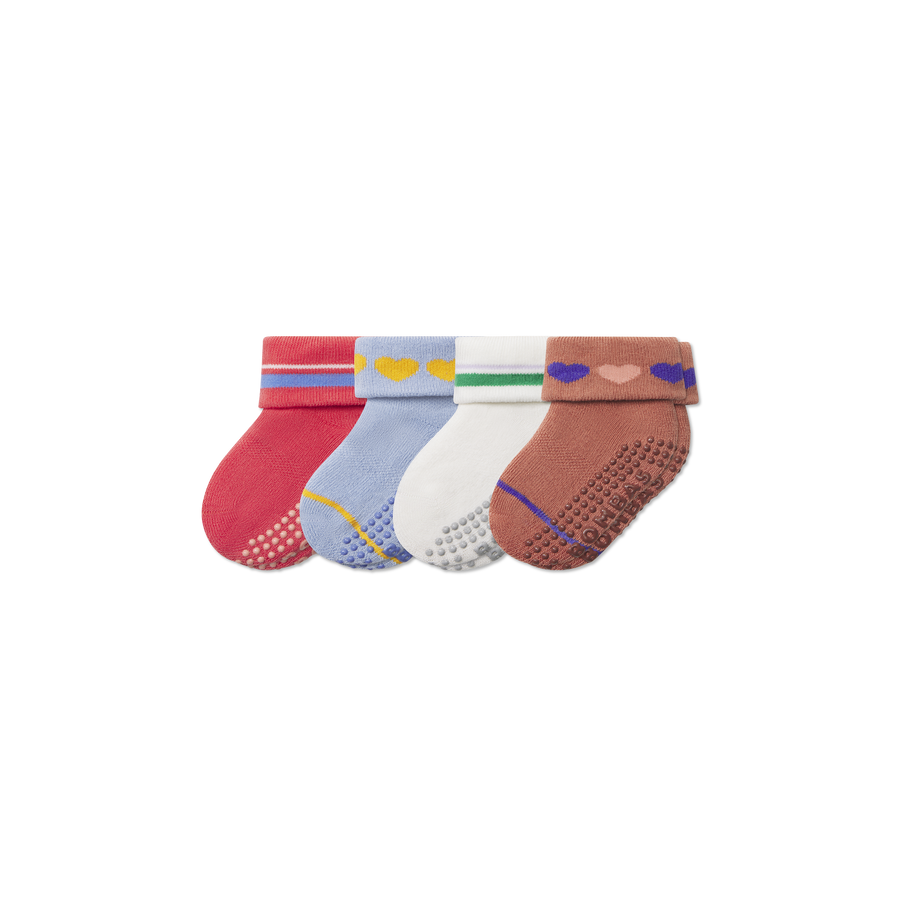 Baby Hearts Gripper Sock 4-Pack (6-12 Months) - Comfort Lounge Move
