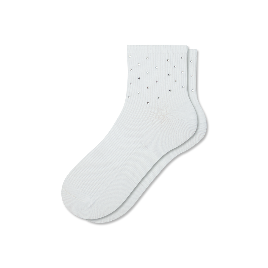 Women’s Rhinestone Rib Quarter Socks - Everyday Hike Pair