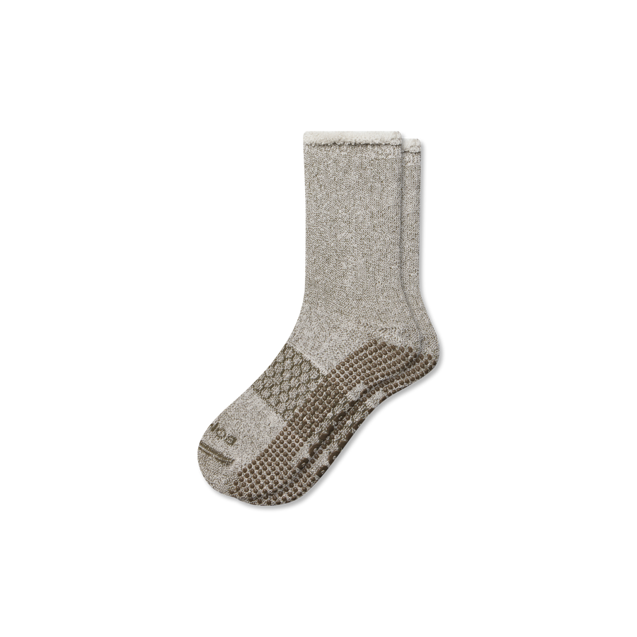 Women’s Roll-Top Merino Blend Gripper House Sock - Cozy Weekend Support
