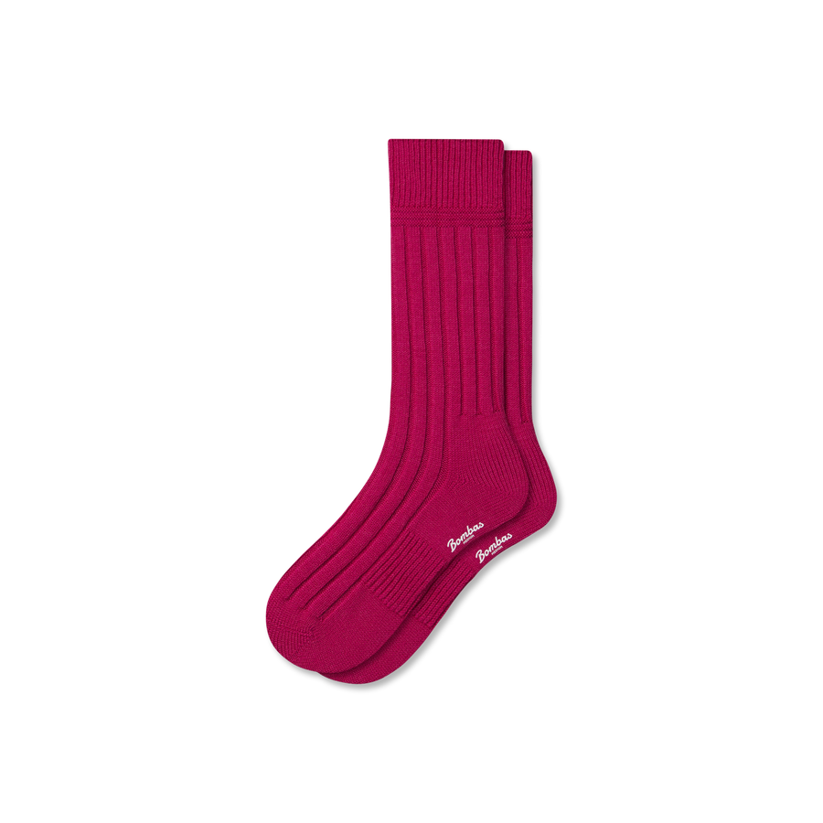 Women's Merino Cashmere Blend Rib Calf Socks - Weekend School Wear