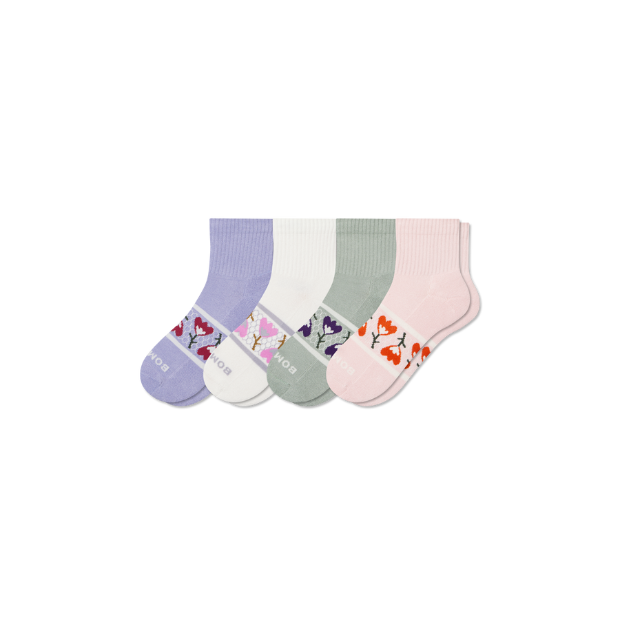 Women's Garden Party Quarter Sock 4-Pack - Daily Everyday Fit