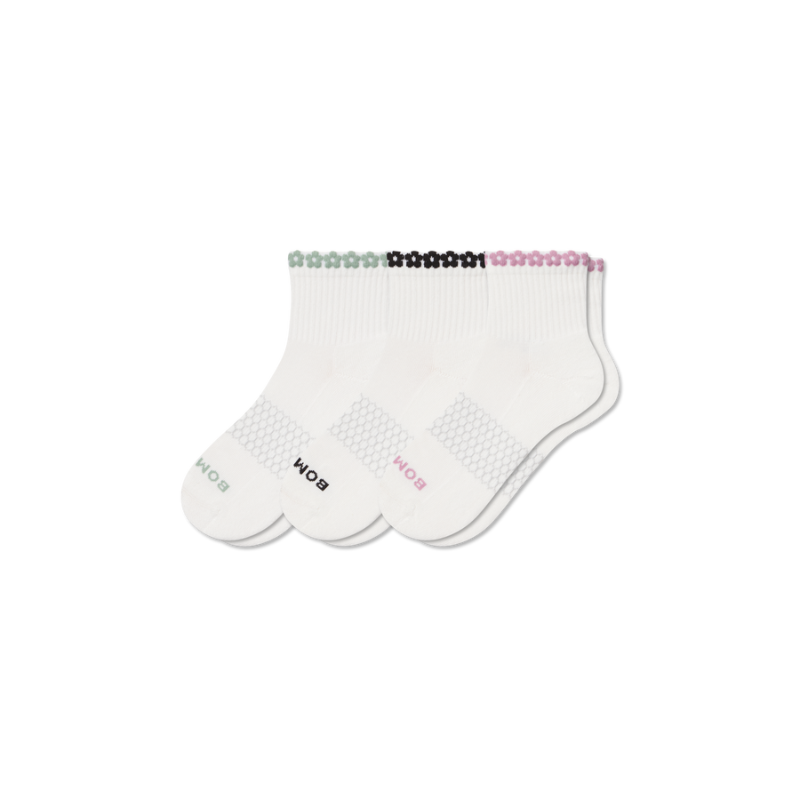 Women's Daisy Chain Quarter Sock 3-Pack - Run Crew Cushion